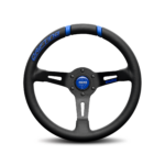 Porsche Momo steering wheel Drifting Black lth/blue inserts 330mm 90mm dish.