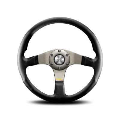 Porsche Momo steering wheel Tuner Silver/black leather 320mm.