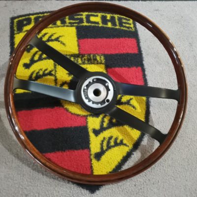 A superb original 420mm VDM wood rim steering wheel, for early Porsche 911 or 912 models 1965-73 .It was a very straight honest wheel, that simply required light restoration. The spokes have been repainted and the rim has had some very light restoration work and then re-lacquered, with several light coats. The colour of the wood on this one is superb . Stamped VDM 1198 on the inside face of the hub . This will suit any classic Porsche .