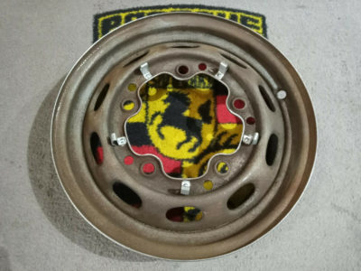 An original used Porsche 356 16 inch steel wheel KPZ dated 7/58 3.25x16 . This hand been hand filed on both outer rim/edges . The wheel is running straight and true and is ready to use . This possibly may be NOS with surface rust , as the original paint is still present from the factory .