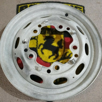 An original used Porsche 356 16 inch steel wheel Lemmerz dated 3/53 3.25x16 . This hand been hand filed on both outer rim/edges . The wheel is running straight and true and is ready to use .
