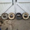 A set of VW 15'' steel wheels 5x205 (wide 5) fitment 4 hubcap clips missing (3 on 1 and 1 on another) Lips in good condition with no dents or dings Good start for a restoration or run them ratty