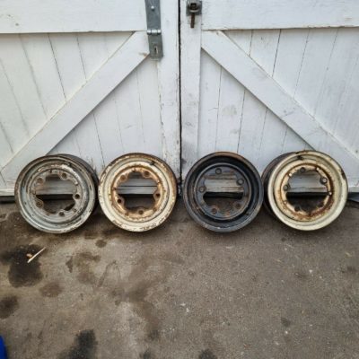 A set of VW 15'' steel wheels 5x205 (wide 5) fitment 4 hubcap clips missing (3 on 1 and 1 on another) Lips in good condition with no dents or dings Good start for a restoration or run them ratty