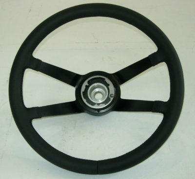 A new 380 mm leather steering wheel with hub, fits Porsche 1965-73 911/912 models and is correct for Porsche 911 RS models , includes a 30mm spacer . This wheel has a 40mm deeper dish . This is an RS style wheel