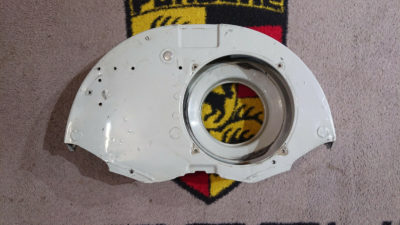 An original used Porsche 356 B fan shroud USA models only 1960-62 1600 or 1600s models . Finished in a Grey colour .