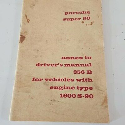 Super rare and Superb Porsche Super 90 suppliment .Printed in Germany In 5.60 (May 1960) Some markings to outside cover. This covers Engine, Technical data . instruments and controls , lubrication , maintenance and adjustment work.