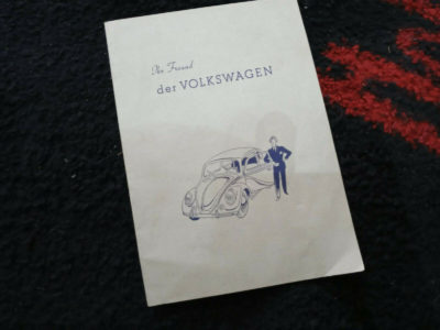 The Freund Der Volkswagen , circa date 1949 booklet in German text. Very old and original booklet . very rare and hard to find .