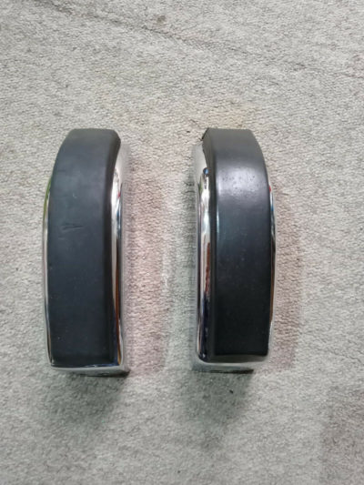 A pair of Original used Porsche 911 1965-73 rear bumper guard / over rider with pad . This has scratches/ holes and marks to side , also crack and small part of rubber missing