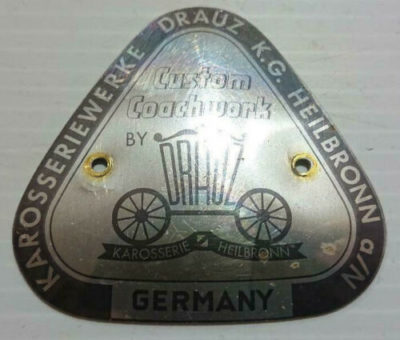 An original Drauz side badge in very nice condition , Porsche 356 conv D + Roadster slight marks,