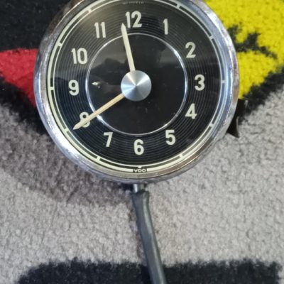 A Mercedes / Porsche 356 1950s VDO clock in perfect working order . This came from a Mercedes 220 coupe , but if you change the vdo face to a Veigel . It would be correct for an early Porsche 356 pre A .