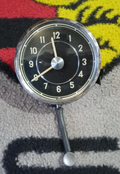 A Mercedes / Porsche 356 1950s VDO clock in perfect working order . This came from a Mercedes 220 coupe , but if you change the vdo face to a Veigel . It would be correct for an early Porsche 356 pre A .