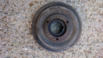 An original used Porsche 912 crankshaft pulley , fitted with smog pump 1968 only models.