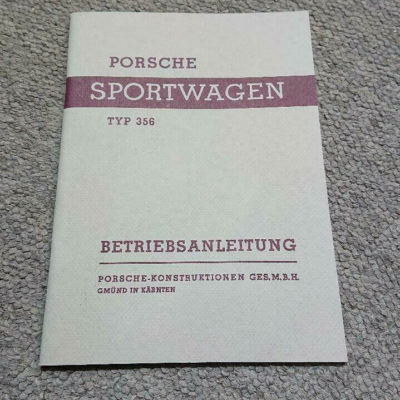 1949 Porsche 356 Gmund Factory issued Owner‘s Manual / Driver’s Manual German, Reprint . Porsche Sportwagen Typ 356. Reprint, 40 pages , German text .