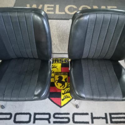 A nice clean original pair of seats for Porsche 911/912 SWB Late 1965-Dec 1967. Overall good condition , one small tear to top edge , has upper runners fitted and seat adjuster's . Both seats are in perfect working order and both seats have a lockable seat back mechanism . The chrome recliners are in good condition. Please note these are two passenger seats , with the seat adjuster next to the side closet to the door . This is an easy fix , if you want the adjuster on the opposite side .