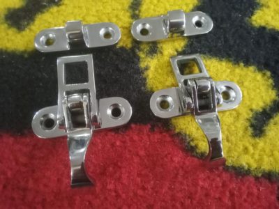 Porsche 356 speedster convertible Top Latch. Made from polished stainless steel for added strength and durability. Includes 1 latch and 1 hook, 2 required per vehicle .