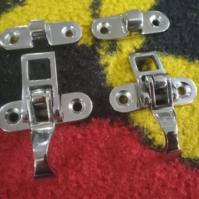 Porsche 356 speedster convertible Top Latch. Made from polished stainless steel for added strength and durability. Includes 1 latch and 1 hook, 2 required per vehicle .