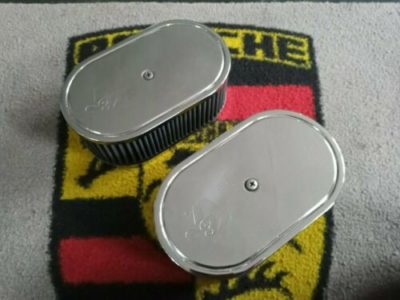 A pair of used chrome K+N air cleaners Porsche 356/912 for P11-4 carbs . These have a few light marks to top. They are used items in good condition .