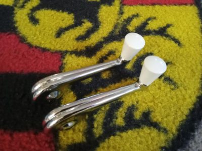 We now have these chrome window winder handles with winder knob in Ivory for Porsche 356 Pre A ,  1950-53 . These are original shafts and kk new exclusive knobs fitted . 