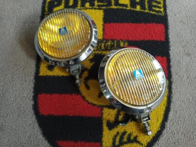 A pair of superb original Hella 144 Halogen lights yellow lens superb 180mm