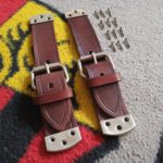 A pair of Dustys faithful brown leather hood straps for Porsche 356 A/B/C ,