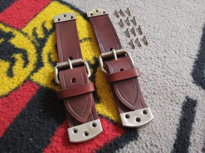 A pair of Dustys faithful brown leather hood straps for Porsche 356 A/B/C ,
