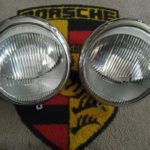 A pair of used Hella headlamps for Porsche 356B/C 1960-65 models , in Left hand Drive (LHD) . .