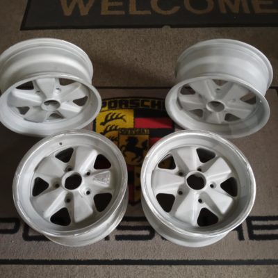 A set of 7X15 Genuine original Fuchs for sale , These have been prepped ready for you to finish . They run straight and have no visual repairs or cracks , the outer rim's have been re-finished , with minor work needed before finishing , The dates are 08/83 ,11/84, 12/85 & 3/87 .