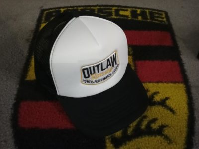 Outlaw black and white trucker cap