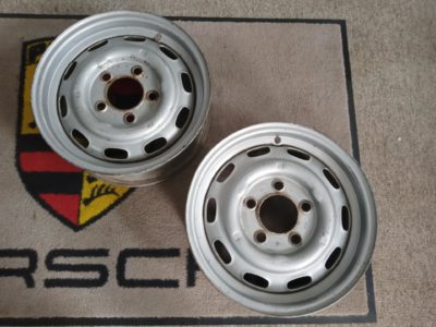 A pair of 5.5Jx15" steel wheels for Porsche 911/912 models