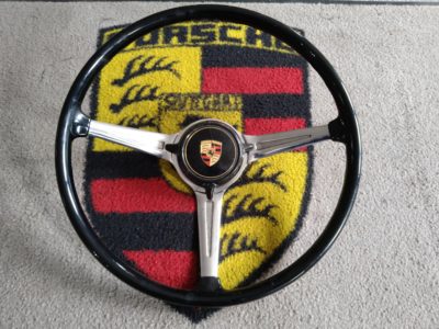 An original 420mm VDM steering wheel for Porsche 356 BT5 1960-61, This has been cleaned and detailed , re-fitted with the original horn button, this has a crack at the top of the button , but is still fully functional , fitted with new rubber cuff .