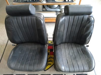 For sale : A pair of original Porsche 911 1969-71 front seats . These have the D shaped headrest fitted